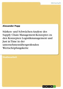 Stärken- und Schwächen-Analyse des Supply Chain Management-Konzeptes zu den Konzepten Logistikmanagement und Just in Time in der unternehmensübergreifenden Wertschöpfungskette (eBook, ePUB)