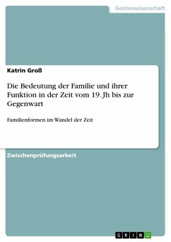 Familienformen im Wandel der Zeit - Zur Bedeutung der Familie und ihrer Funktion in der Zeit vom 19. Jh bis zur Gegenwart (eBook, ePUB)