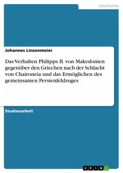 Cover Das Verhalten Philipps II. von Makedonien gegenüber den Griechen nach der Schlacht von Chaironeia und das Ermöglichen des gemeinsamen Persienfeldzuges (eBook, ePUB)