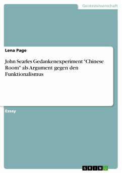 John Searles Gedankenexperiment "Chinese Room" als Argument gegen den Funktionalismus (eBook, PDF)