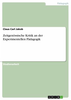 Zeitgenössische Kritik an der Experimentellen Pädagogik (eBook, ePUB)