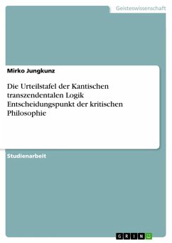 Die Urteilstafel der Kantischen transzendentalen Logik Entscheidungspunkt der kritischen Philosophie (eBook, ePUB)