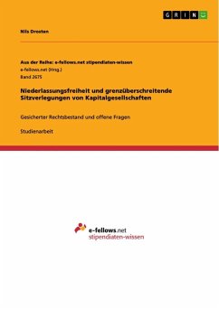 Niederlassungsfreiheit und grenzüberschreitende Sitzverlegungen von Kapitalgesellschaften - Drosten, Nils