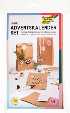 Folia Adventskalender-Set PAPIERTÜTEN NATUR, aus 24 lebensmittelechten Tüten, Kordel & Sticker