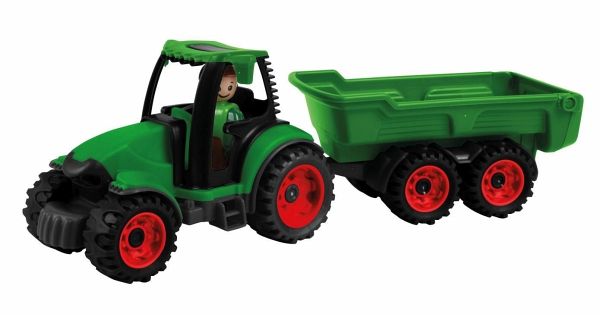 LENA® 01625 - Truckies Traktor mit Anhänger, mit Spielfigur, Sandspielzeug  - Bei bücher.de immer portofrei