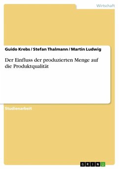 Der Einfluss der produzierten Menge auf die Produktqualität (eBook, ePUB) Der Einfluss der produzierten Menge auf die Produktqualität (eBook, ePUB)