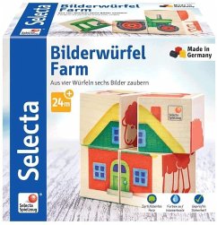 Selecta 62052 - Bilderwürfel, Farm, Würfelpuzzle, Holz, 4-teilig