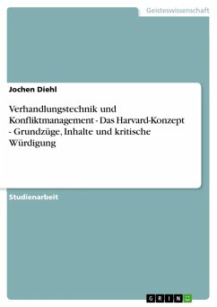 Verhandlungstechnik und Konfliktmanagement - Das Harvard-Konzept - Grundzüge, Inhalte und kritische Würdigung (eBook, ePUB) - Diehl, Jochen