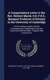 A Congratulatory Letter to the Rev. Herbert Marsh, D.D., F.R.S., Margaret Professor of Divinity in the University of Cambridge: On his Judicious Inqui