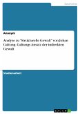 Analyse zu &quote;Strukturelle Gewalt&quote; von Johan Galtung. Galtungs Ansatz der indirekten Gewalt (eBook, ePUB)