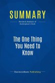 Summary: The One Thing You Need to Know (eBook, ePUB)