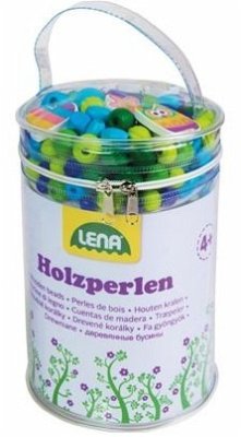 LENA® 32003 - Holzperlen Tasche, 400 Stck. in Beuteltasche, blau
