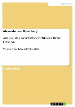 Analyse des Geschäftsberichts der Beate Uhse AG (eBook, ePUB)