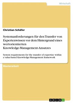 Systemanforderungen für den Transfer von Expertenwissen vor dem Hintergrund eines wertorientierten Knowledge-Management-Ansatzes (eBook, ePUB) - Schäfer, Christian