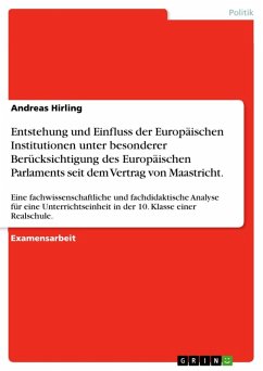 Entstehung und Einfluss der Europäischen Institutionen unter besonderer Berücksichtigung des Europäischen Parlaments seit dem Vertrag von Maastricht. (eBook, ePUB)