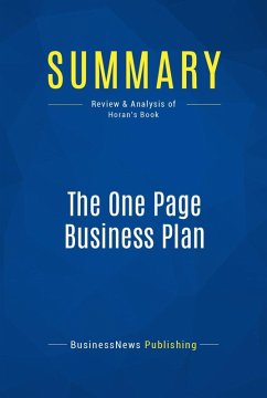 Summary: The One Page Business Plan (eBook, ePUB) - Businessnews Publishing