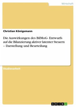 Die Auswirkungen des BilMoG- Entwurfs auf die Bilanzierung aktiver latenter Steuern - Darstellung und Beurteilung (eBook, ePUB) - Königsmann, Christian