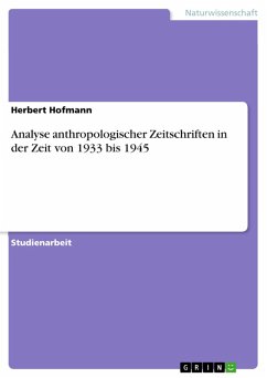 Analyse anthropologischer Zeitschriften in der Zeit von 1933 bis 1945 (eBook, ePUB)
