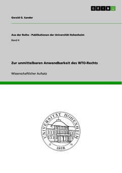 Zur unmittelbaren Anwendbarkeit des WTO-Rechts (eBook, ePUB) - Sander, Gerald G.