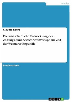 Die wirtschaftliche Entwicklung der Zeitungs- und Zeitschriftenverlage zur Zeit der Weimarer Republik (eBook, ePUB)