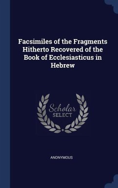 Facsimiles of the Fragments Hitherto Recovered of the Book of Ecclesiasticus in Hebrew - Anonymous