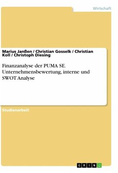 Finanzanalyse der PUMA SE. Unternehmensbewertung, interne und SWOT Analyse - Janßen, Marius;Gosselk, Christian;Koll, Christian