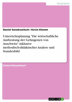 Unterrichtsplanung &quote;Die wirtschaftliche Ausbeutung der Gefangenen von Auschwitz&quote; inklusive methodisch-didaktischer Analyse und Stundenbild (eBook, PDF)