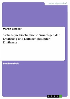 Sachanalyse biochemische Grundlagen der Ernährung und Leitfaden gesunder Ernährung (eBook, PDF)