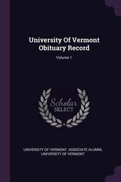 University Of Vermont Obituary Record; Volume 1