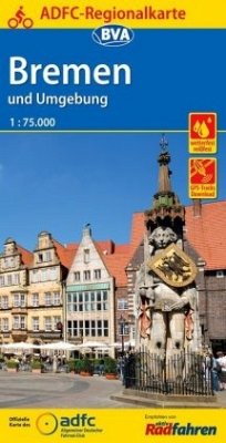 ADFC-Regionalkarte Bremen und Umgebung mit Tagestouren-Vorschlägen, 1:75.000, reiß- und wetterfest, GPS-Tracks Download