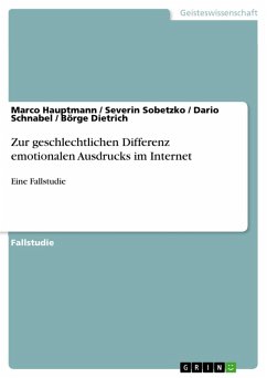 Zur geschlechtlichen Differenz emotionalen Ausdrucks im Internet (eBook, PDF) - Hauptmann, Marco; Sobetzko, Severin; Schnabel, Dario; Dietrich, Börge