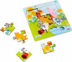 HABA 303767 - Holzrahmen-Puzzle, Tierfreunde, Kinderpuzzle, 9 Teile