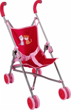 HABA 303815 - Puppenbuggy Jule, Buggy, 63x25cm, rosa-rot