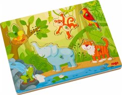 HABA 303181 - Sound-Greifpuzzle, Im Dschungel, Holzpuzzle mit Tierstimmen, Kinderpuzzle, 6 Teile