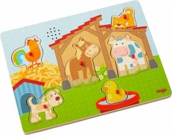 HABA 303179 - Sound-Greifpuzzle, Auf dem Land, Bauernhof, Holzpuzzle mit Tierstimmen, Kinderpuzzle, 6 Teile