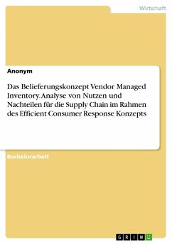 Das Belieferungskonzept Vendor Managed Inventory. Analyse von Nutzen und Nachteilen für die Supply Chain im Rahmen des Efficient Consumer Response Konzepts - Anonymous