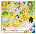 Ravensburger 03687 - Unterwegs im Zoo, my first wooden puzzle, Greifpuzzle, 9 Teile