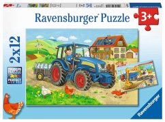 Ravensburger 07616 - Baustelle und Bauernhof, 2x12 Teile, Puzzle