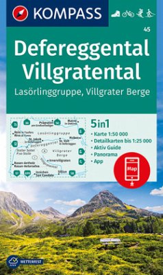 KOMPASS Wanderkarte Defereggental, Villgratental, Lasörlinggruppe, Villgrater Berge