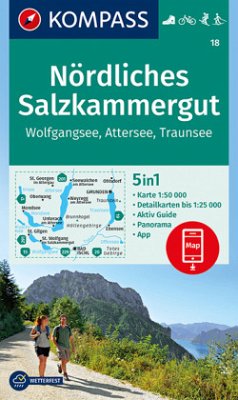 KOMPASS Wanderkarte Nördliches Salzkammergut, Wolfgangsee, Attersee, Traunsee