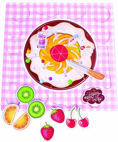 Bino 88121 - Obstkuchen, Geburtstags-Kuchen, Puzzle, 20-teilig