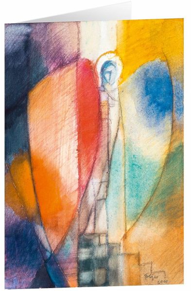 Engel im Farbspiel - Kunst-Faltkarten ohne Text (5 Stück)