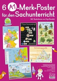 6 A1-Poster für den Sachunterricht: Deutschland, Europa, Wasserkreislauf, Sonnensystem, Bäume, Ernährungspyramide - Redaktionsteam Verlag an der Ruhr