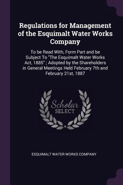 Cover Regulations for Management of the Esquimalt Water Works Company