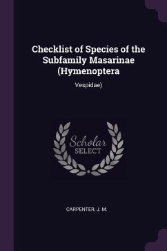 Checklist of Species of the Subfamily Masarinae (Hymenoptera