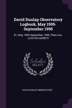 David Dunlap Observatory Logbook, May 1995-September 1995 - Observatory, David Dunlap