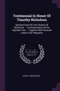 Testimonial In Honor Of Timothy Nicholson