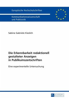 Cover Die Erkennbarkeit redaktionell gestalteter Anzeigen in Publikumszeitschriften (eBook, ePUB)