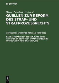 Cover Beratungen des Entwurfs eines Allgemeinen Deutschen Strafgesetzbuchs von 1924/25 im Reichsrat (1926/27) (eBook, PDF)