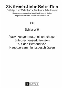 Auswirkungen materiell unrichtiger Entsprechenserklaerungen auf den Bestand von Hauptversammlungsbeschluessen (eBook, ePUB) - Sylvia Witt, Witt